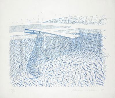 David Hockney:Lithograph of Water Made of Lines