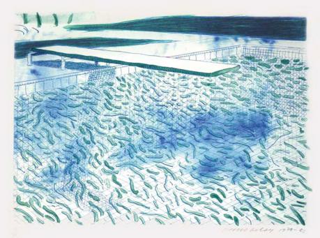 David Hockney:Lithograph of Water Made of Lines and a Green Wash (T. 204) 