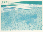David Hockney:Lithograph of Water Made of Lines with Two Light Blue Washes (T.206) 